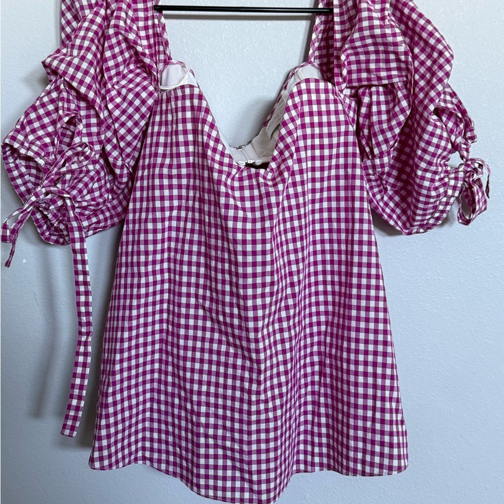 Stylish Caroline ConstasPink Gingham Women's Top